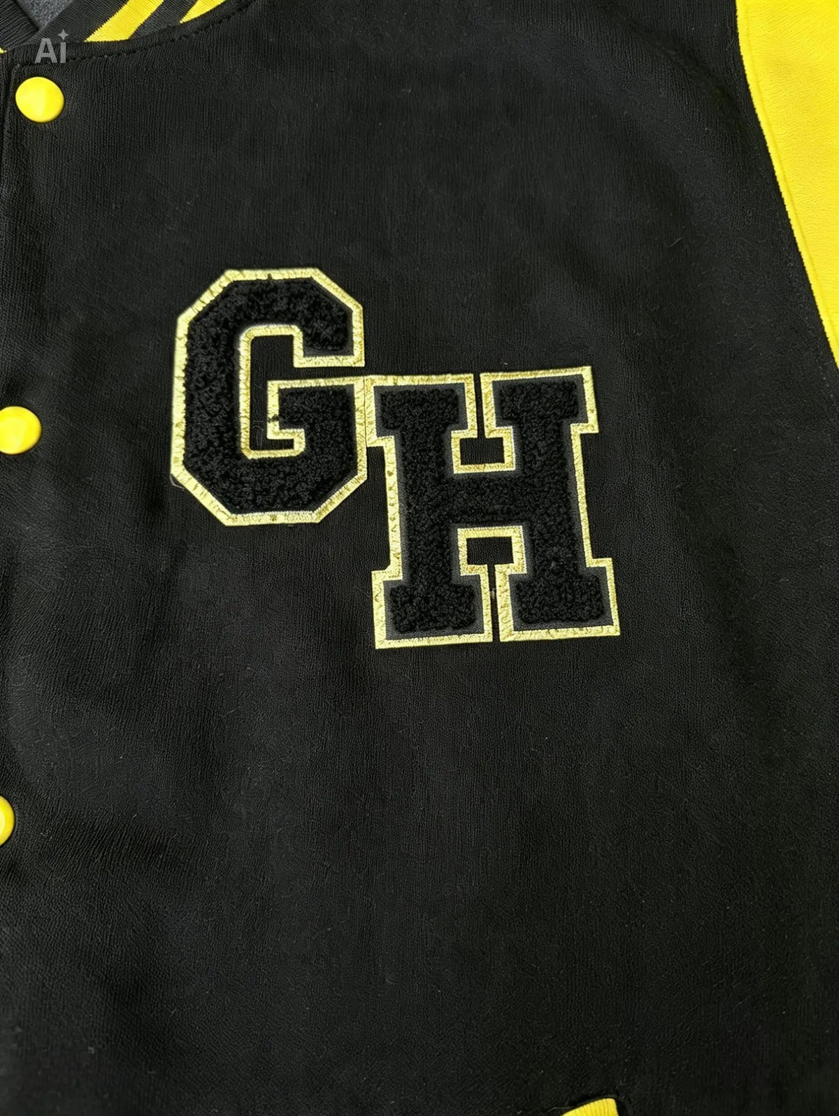 GH gold varsity jacket
