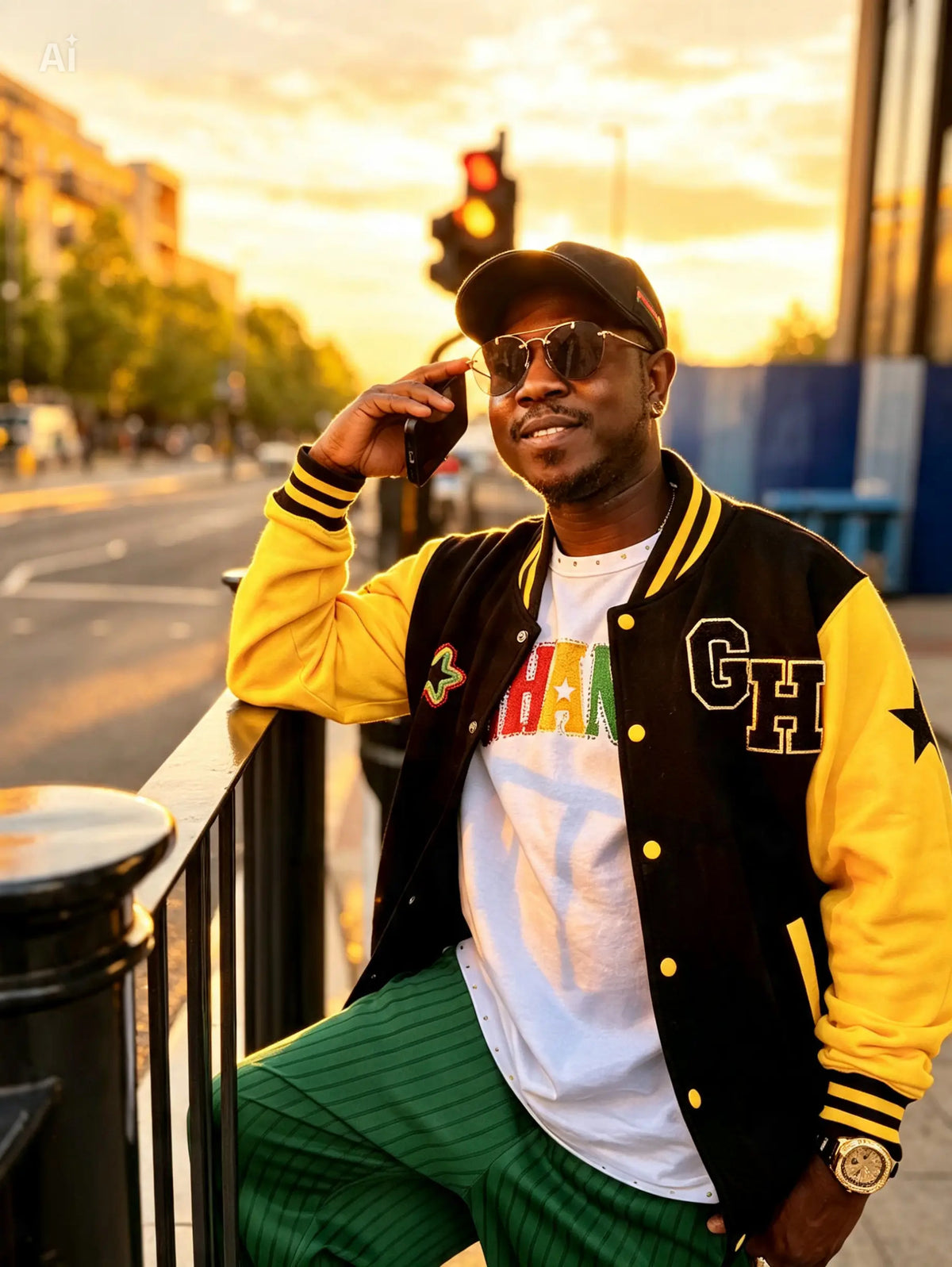 GH gold varsity jacket