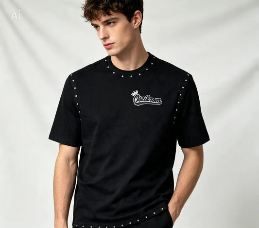 Oseikrom royals Stoned small chest black t shirt